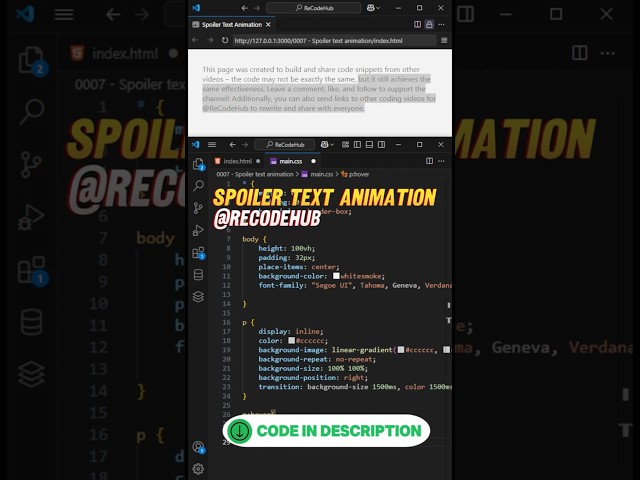 Quick & Easy Spoiler Text Animation | RecodeZone0007