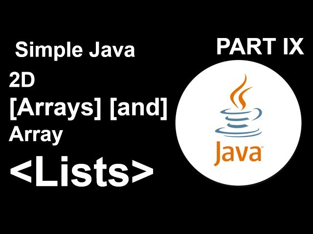 Simple Java Part IX: 2D Arrays and ArrayLists