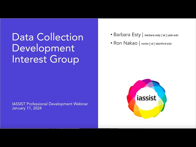 If only data was like books....Introducing the Data Collection Development Interest Group