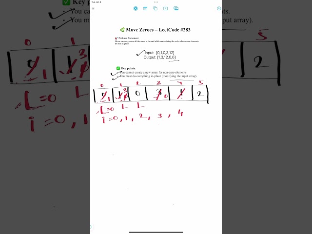 MOVE ZEROES – LeetCode #283 #leetcode  #code #algorithm #data #interview #question