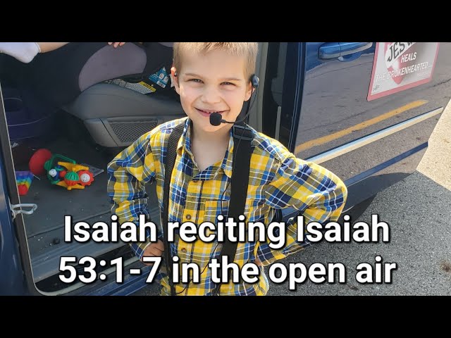 6 year old reciting Scripture in open air