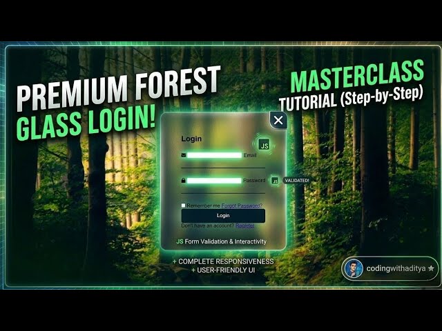 Stunning Forest Background Login Form | HTML, CSS & JavaScript (Glassmorphism & Validation) 2026