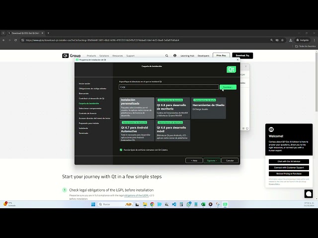 Instalación de QT Creator en Windows 11