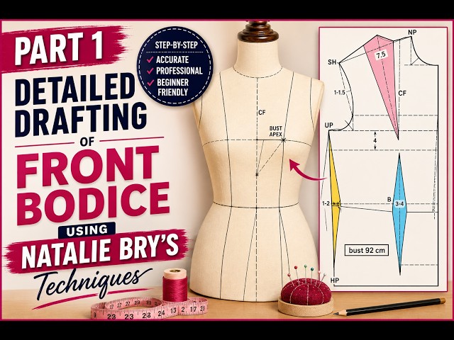 How to draft a Basic Front Bodice Drafting using Nathalie Bray’s Pattern-Making Technique! - Part 1