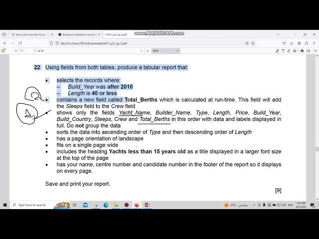 IGCSE ICT Access Databases - Specimen Paper 2 2023 (0983/0417)