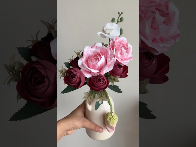 Kiss Print paper Rose diy | paper flower diy gift idea #shorts #crafts