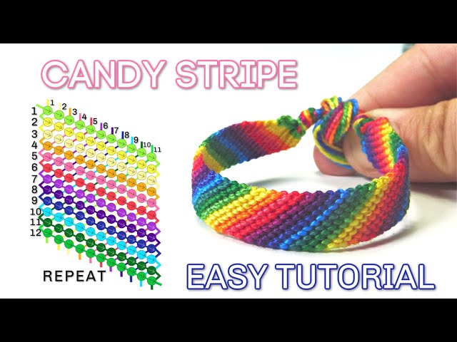 RAINBOW CANDY STRIPE PATTERN | Macrame Friendship Bracelet Video Tutorial