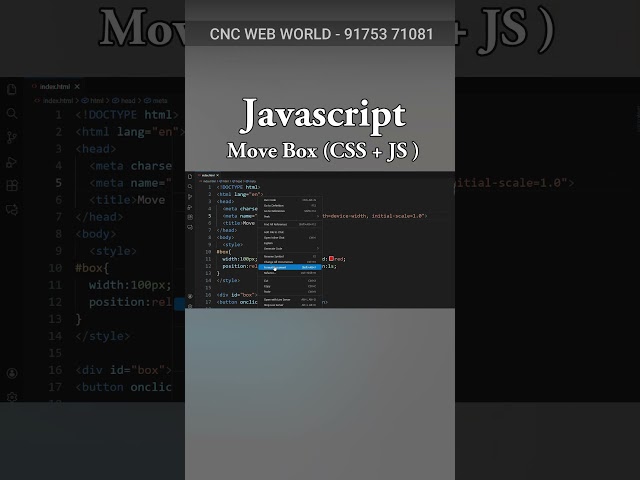 Javascript -  Move Box #frontendcourse #coding #computer