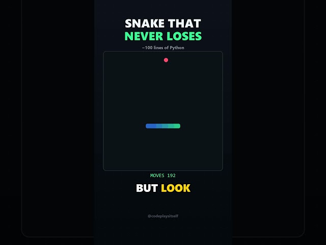 This Snake AI literally can't lose 🐍 #programming #coding #learning