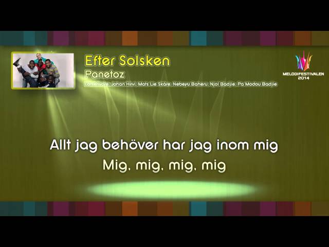 Panetoz - "Efter Solsken" - (on screen lyrics)