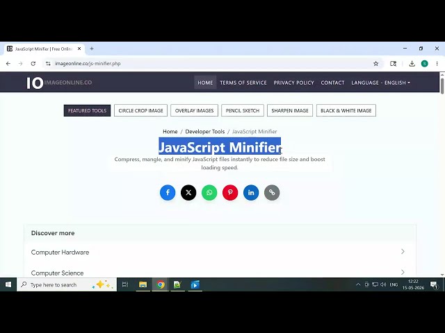 JS Minifier by ImageOnline.co : Free Online JavaScript Compressor Tutorial