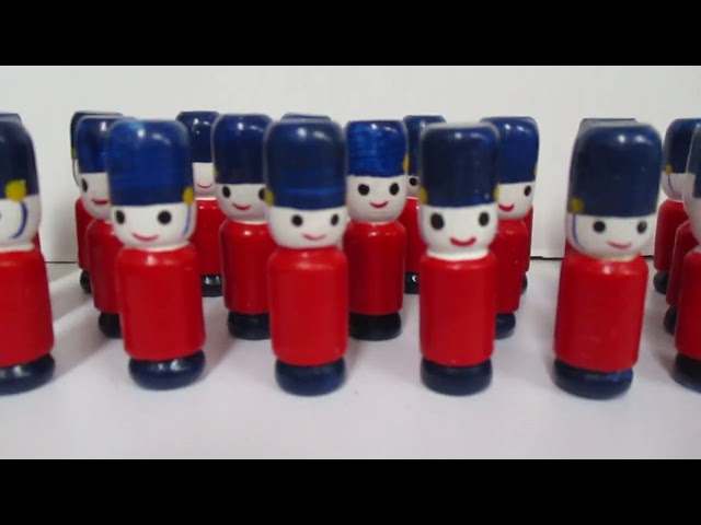 Set of 32 Vintage 2" Nutcracker Wooden Miniature Red and Blue Painted Soldiers