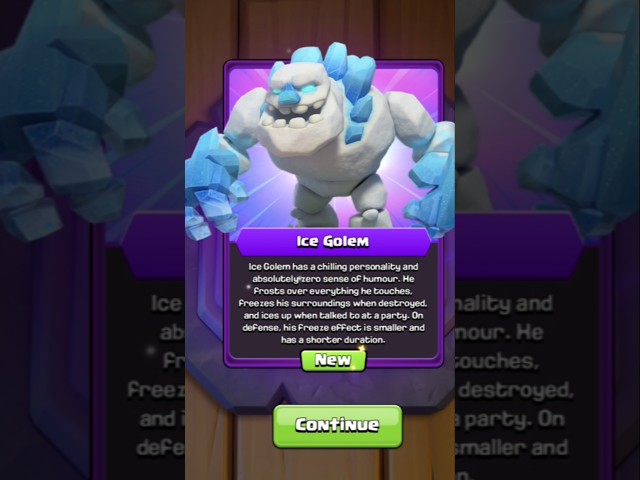 Finally Ice Golem Unlocked Card! #coc #gaming #attack #views #viral