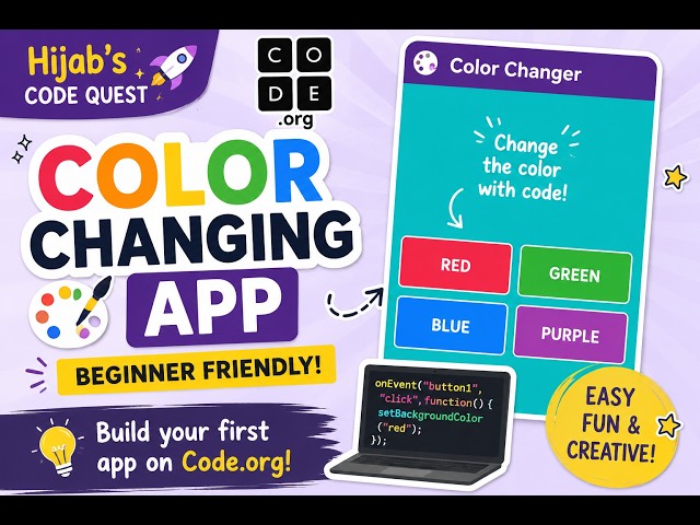Episode 1| Build a Color Changing App in Code.org | Beginner Tutorial