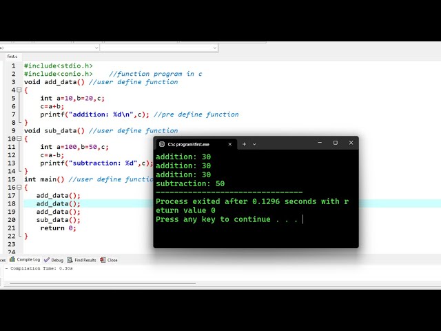 c program to make simple function program | c programming