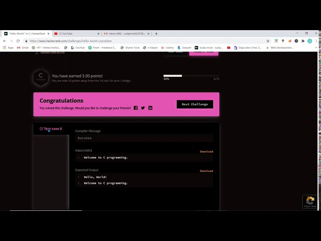 Hello, World in C | HackerRank solution in C