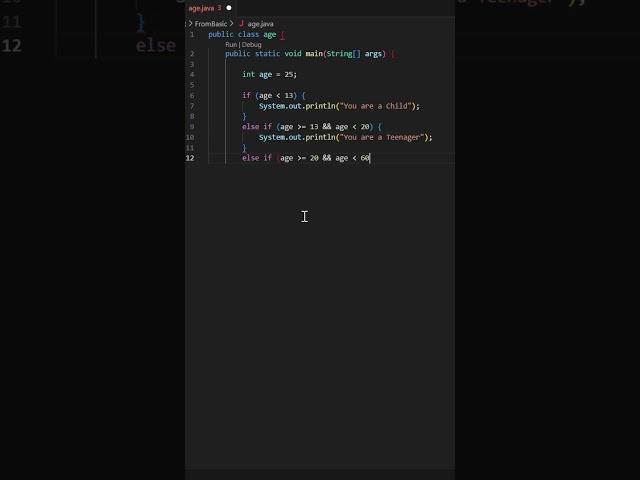 If Else Ladder in Java 🔥| Age Group Program for Beginners #coding #java #javaforbeginners #javabasic