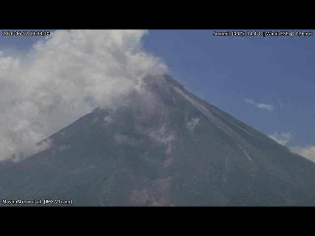 🔴 LIVE: Mayon Volcano Eruption, PH (SSW view) [RPi IMX-V1cam] 01:35 Jun-12-2026 (PST)