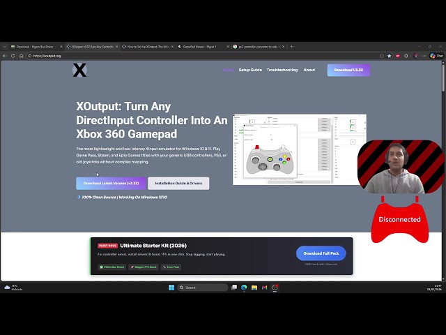 How to install XOutput and use the PS2 Controller on Windows PC