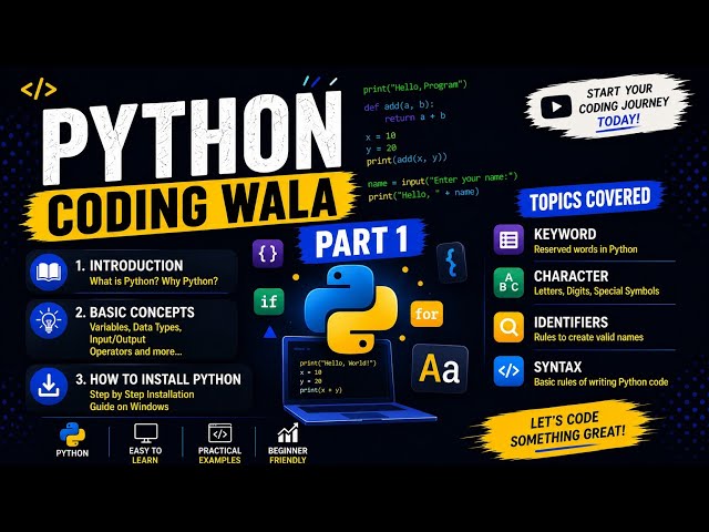 Python Tutorial | Part 1 | Keywords, Characters & Identifiers | Learn Python in English