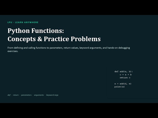 Learn Python Functions & Recursion in One Video | Python Tutorial for Beginners | Lecture 11