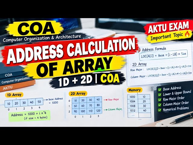 Address Calculation of Array in COA | 1D & 2D Array Address Calculation | BTech CSE | AKTU