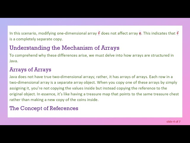 Understanding the Differences in Array Copying: One-Dimensional vs Two-Dimensional Arrays