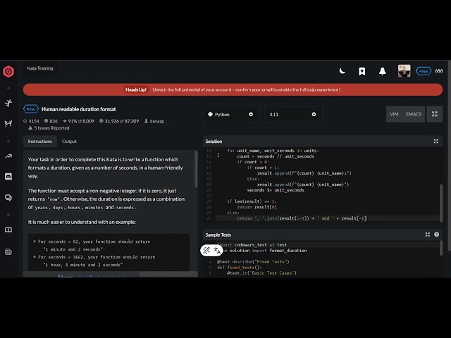 Codewars | Human readable duration format | Python 4 kyu