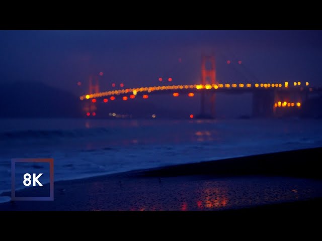 8k Morning Ocean Sounds at Baker Beach, San Francisco, California for Sleep and Study | ASMR