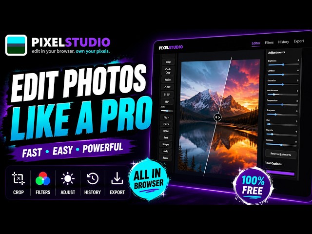 PixelStudio Mini Project Demo | HTML CSS JavaScript Source Code & Synopsis