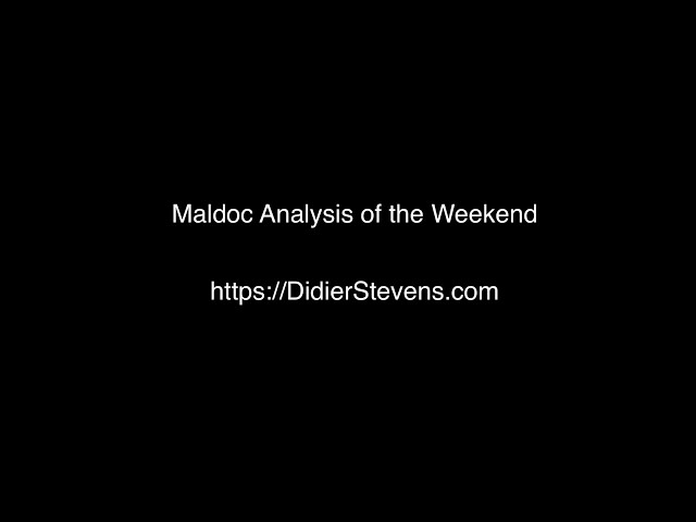 Maldoc Analysis of the Weekend