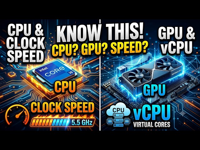 CPU vs GPU vs Clock Speed vs vCPU Explained in Two Minutes!