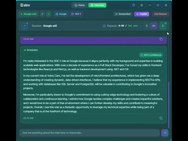 Qubix Copilot Mode – Your Live Coding Interview Assistant!