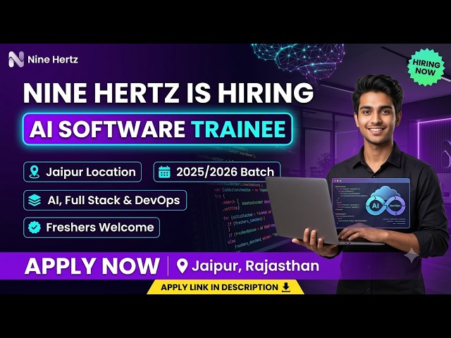 Nine Hertz Hiring AI Software Trainee | Jaipur, 2025/26 Batch #freshersjobs #itjobs #btechjobs #jobs