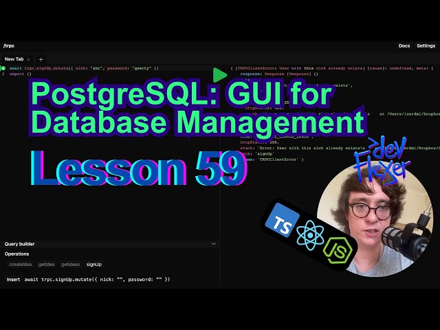 Lesson 59. PostgreSQL: GUI for Database Management (TypeScript, Node.js, React)