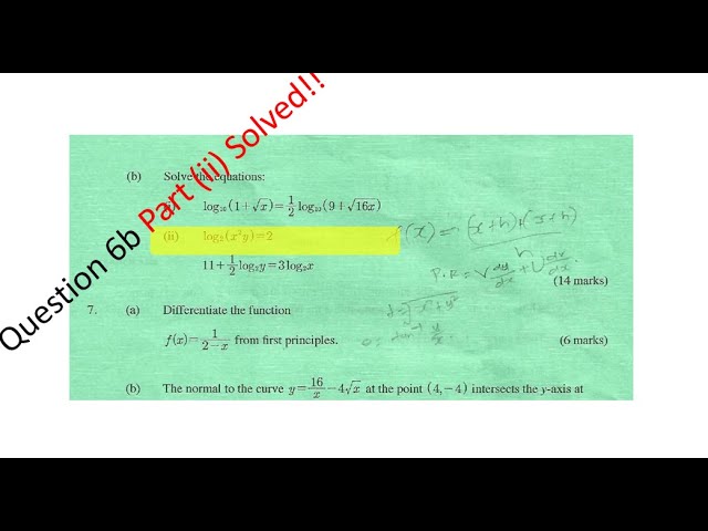 Engineering Mathematics I Logarithms knec June July 2022 Q6b2