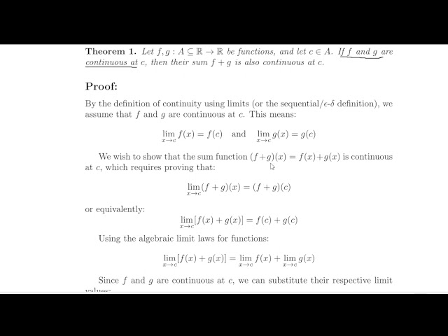 Proof: The Sum of Two Continuous Functions Is Continuous | Real Analysis
