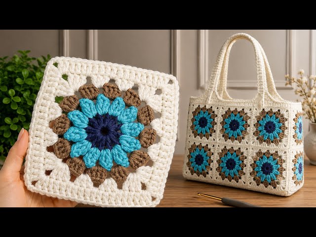 This Crochet Flower Bag Is So Beautiful! 🌸 Easy Granny Square Bag Tutorial