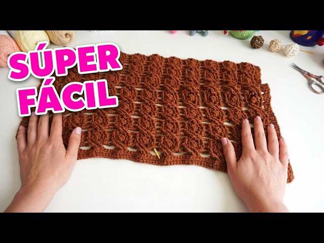 Punto trenzas semicalado a crochet