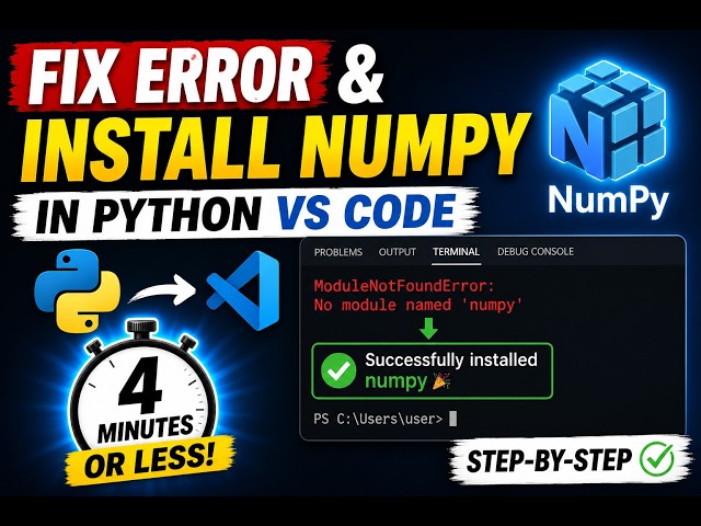 Fix "No Module Named numpy" & Install NumPy in Python VS Code | Step-by-Step in 4 Minutes ✅