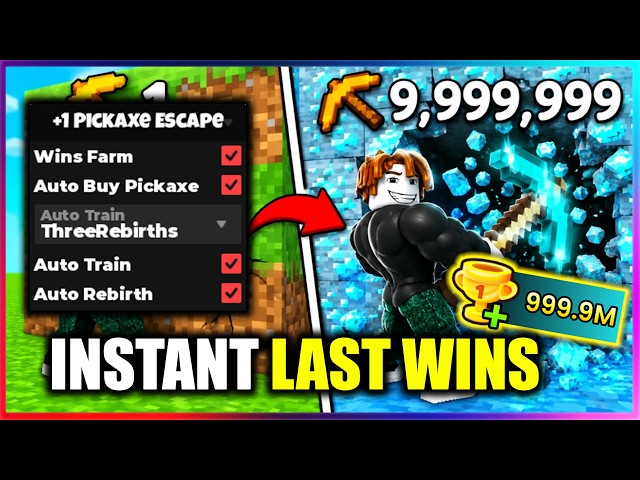 ⛏️ +1 Pickaxe Swing Escape Script - INSTANT LAST WINS