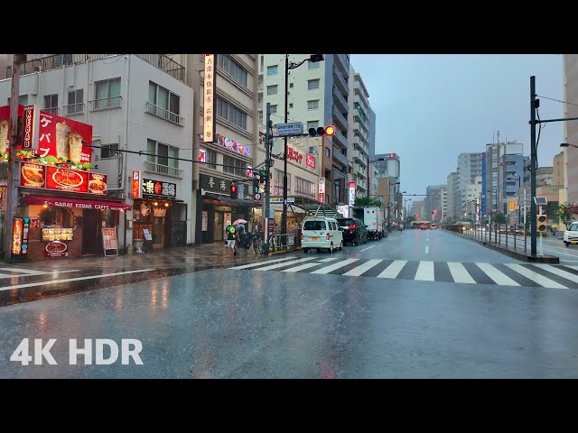 [ASMR] Heavy Rain Walk in Tokyo as a Typhoon Approaches | Japan | 4K/HDR