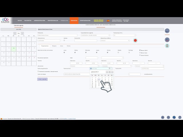 Logical Cloud Kalihos Crear Agenda y Programación Médico