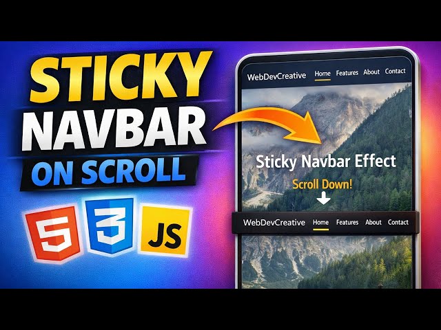 How to Build a Sticky Navbar on Scroll (HTML CSS JS)