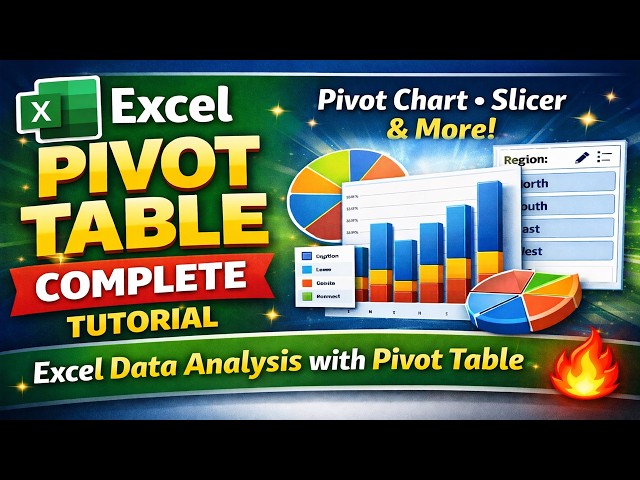 Excel Pivot Table Complete Tutorial 🔥 | Pivot Chart, Slicer, Group & Dynamic Pivot Table