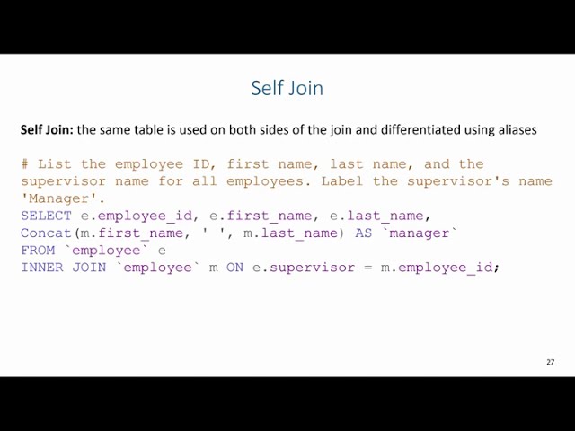 Advanced SQL: Self Joins