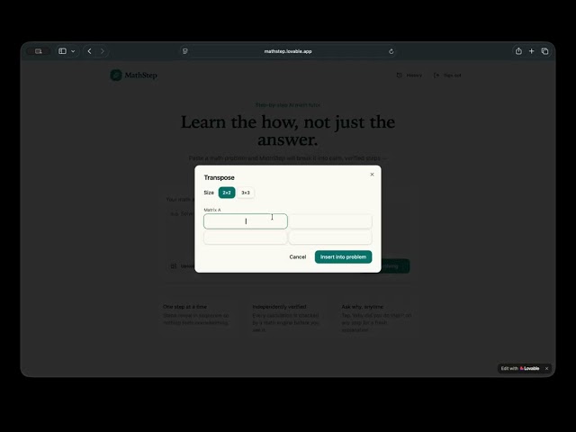 MathStep Demo: Step-by-Step Math Solutions Powered by AI & Math Engine 💡