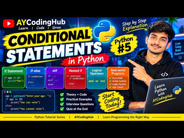 Python Conditional Statements | if, elif & else Explained | Python Tutorial #5 | AYCodingHub