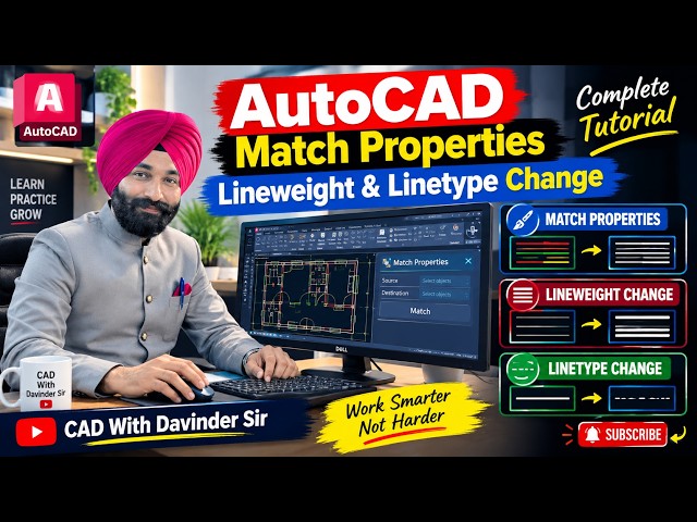 AutoCAD Match Properties 🔥 | Lineweight & Linetype Change | Complete Tutorial #autocad #cad