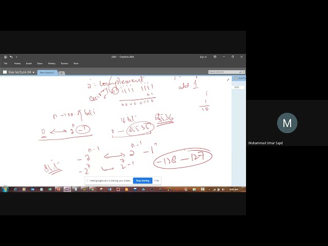 Live Lecture 04 2s complement humble pie examples overflow